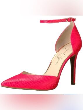 Jessica Simpson Neon Pink Pointed Toe Ankle Strap Heels